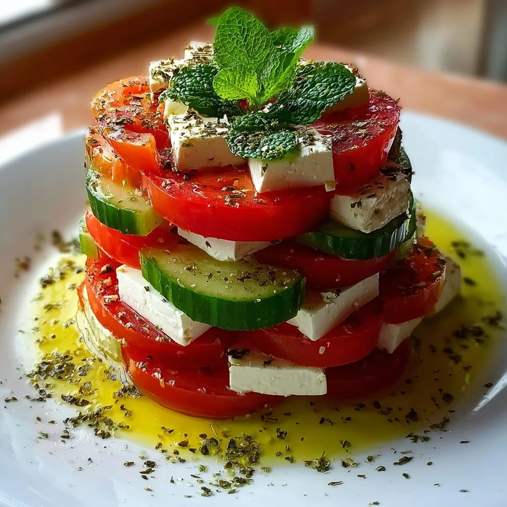 Greek Feta Salad Tower