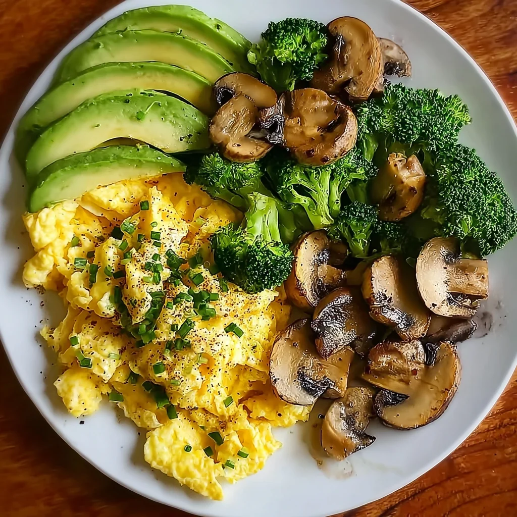 Scrambled Eggs with Broccoli, Mushrooms & Avocado – A Nutritious & Flavorful Breakfast!