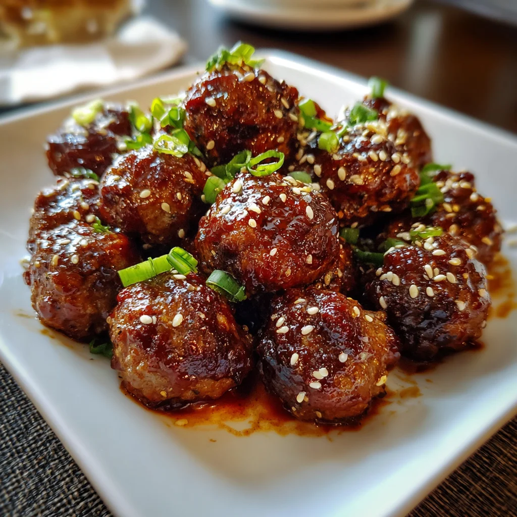 Saucy Sesame Gochujang Meatballs