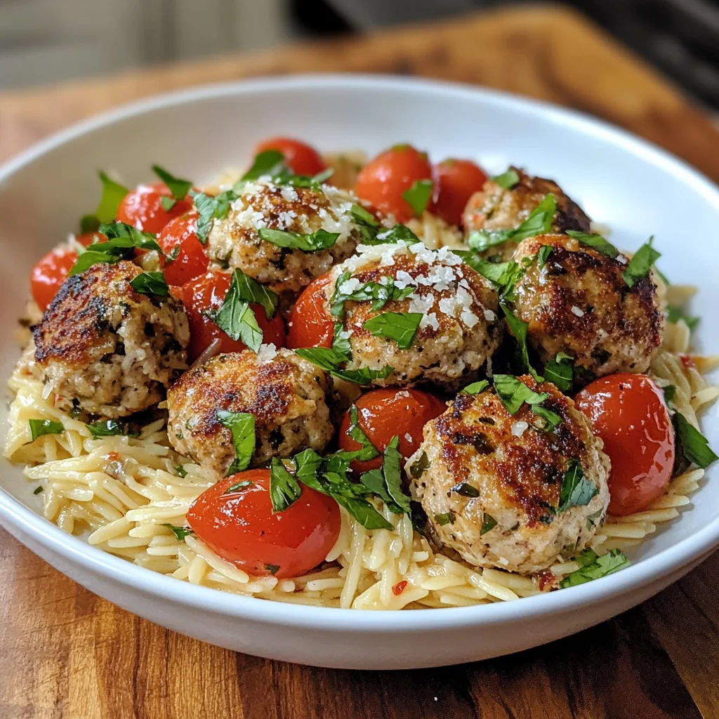 Chicken Meatballs with Orzo