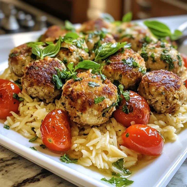 Chicken Meatballs with Orzo