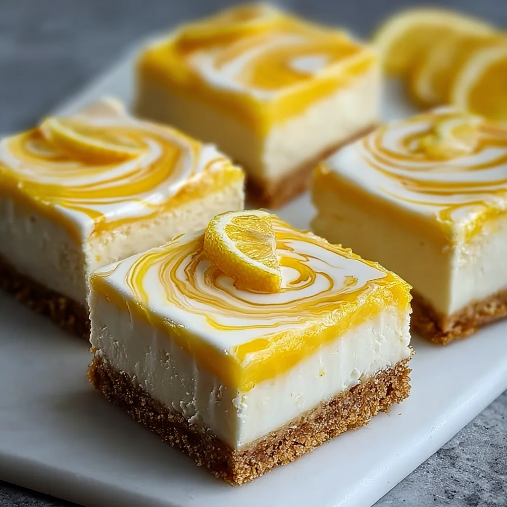 Elegant Lemon Marbled Cheesecake Bars