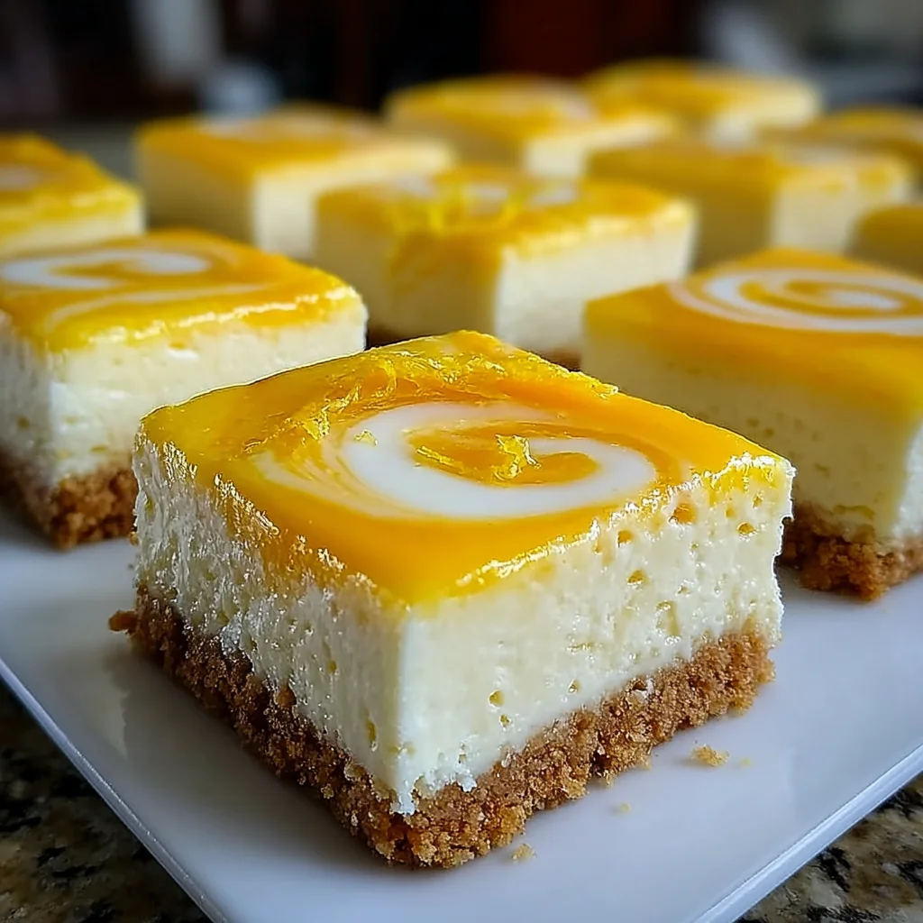 Elegant Lemon Marbled Cheesecake Bars