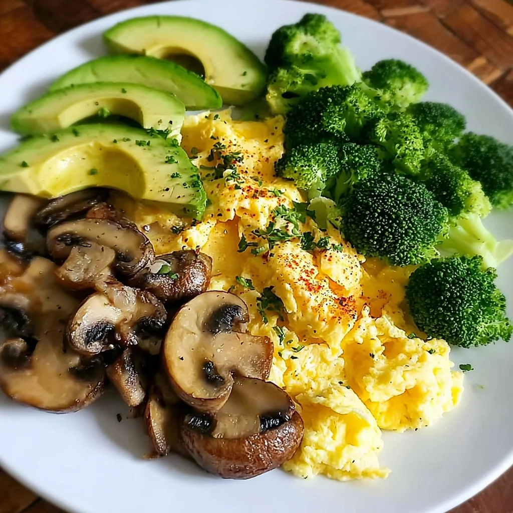 Scrambled Eggs with Broccoli, Mushrooms & Avocado – A Nutritious & Flavorful Breakfast!