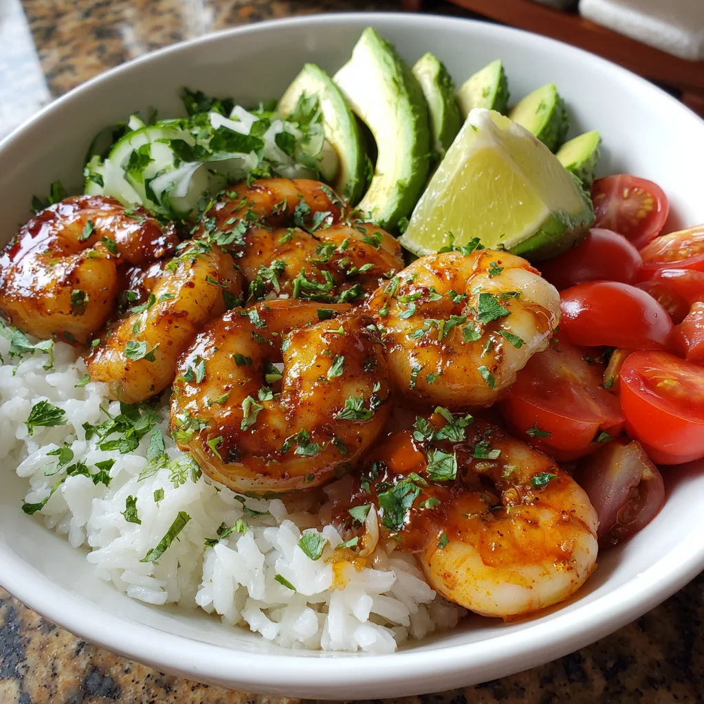 Spicy Shrimp and Avocado Rice Bowl