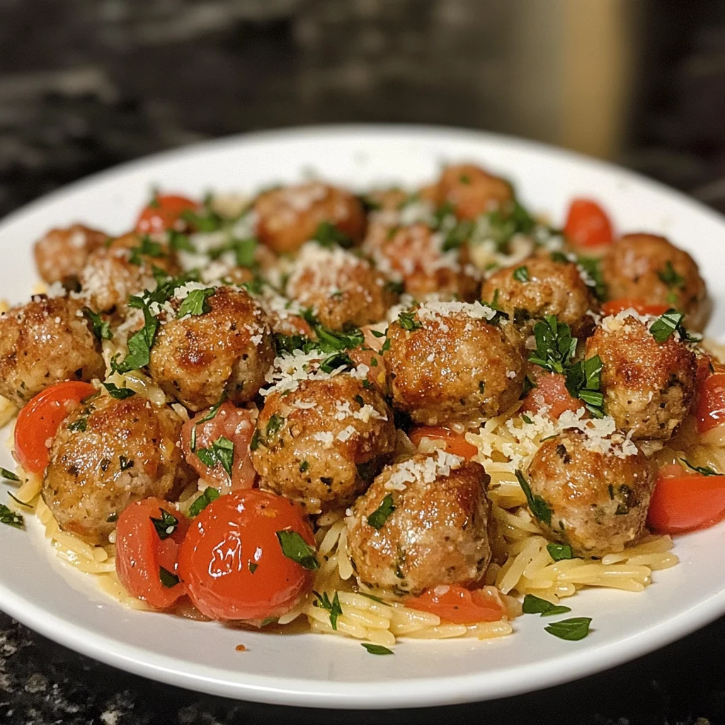 Chicken Meatballs with Orzo