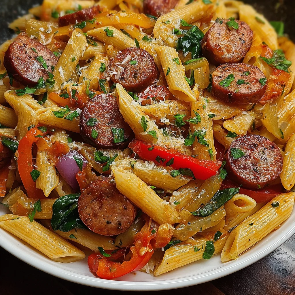 One Pot Creamy Cajun Sausage Pasta – Spicy, Creamy & Ready in 30 Minutes!