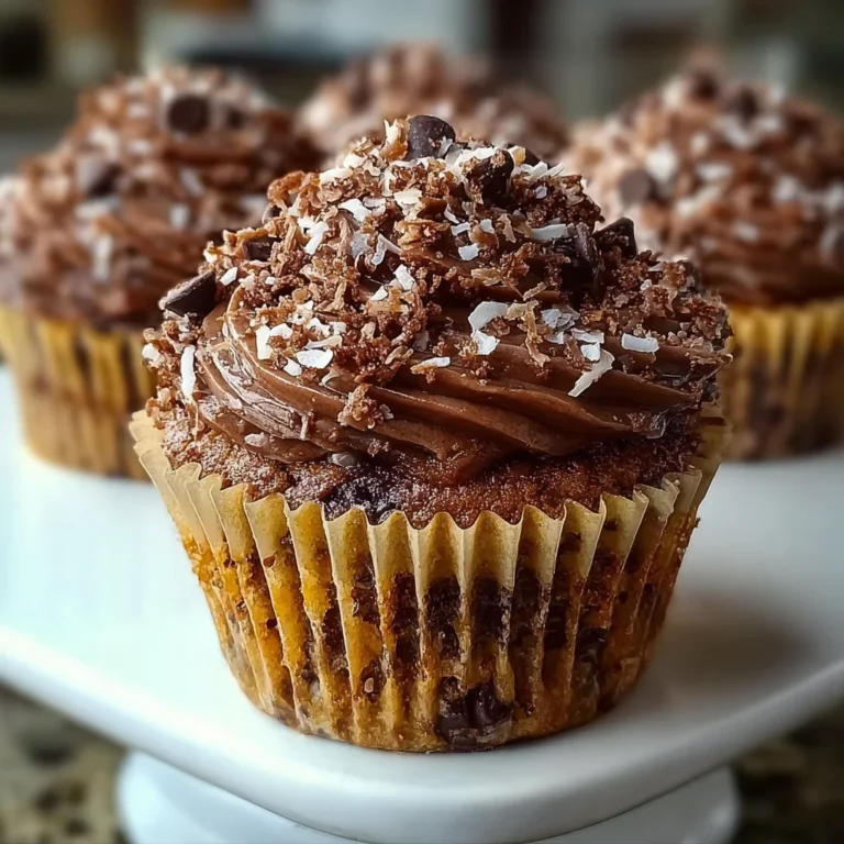 German Chocolate Cupcakes with Coconut-Pecan Frosting
