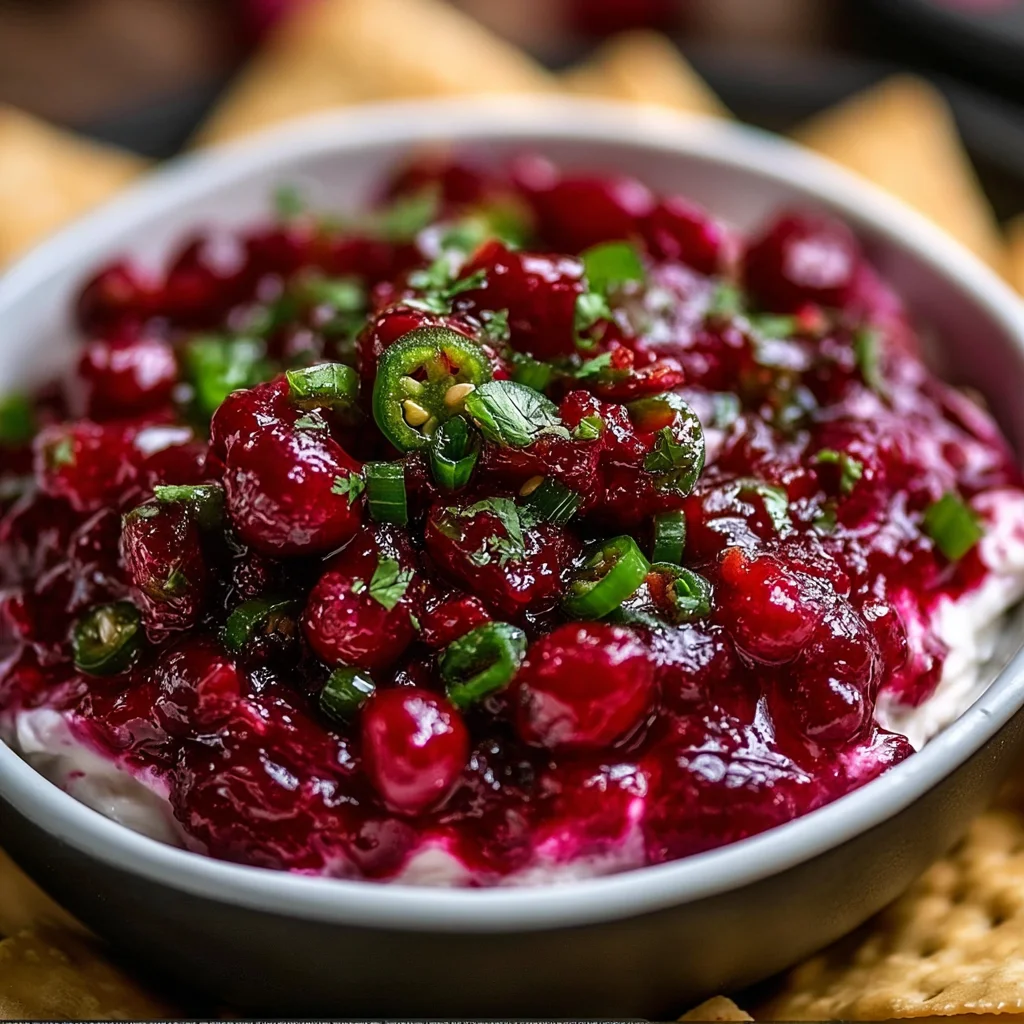 Holiday Cranberry Jalapeño Cream Cheese Dip