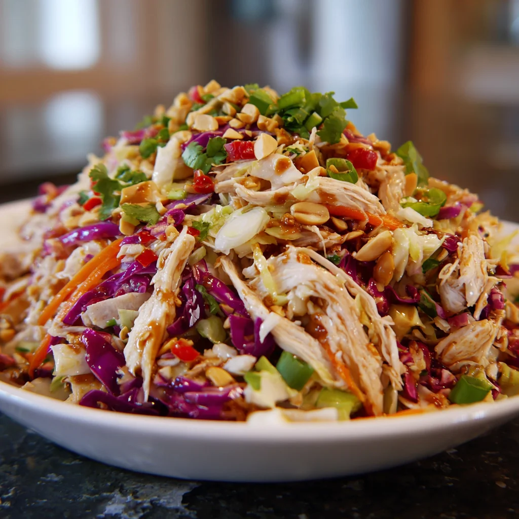Chicken Coleslaw Salad with Ginger Sesame Dressing – Crunchy, Colorful & Ready in 20 Minutes!