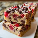 Chocolate Chip Maraschino Cherry Shortbread Bars | Buttery, Sweet & Festively Delicious!