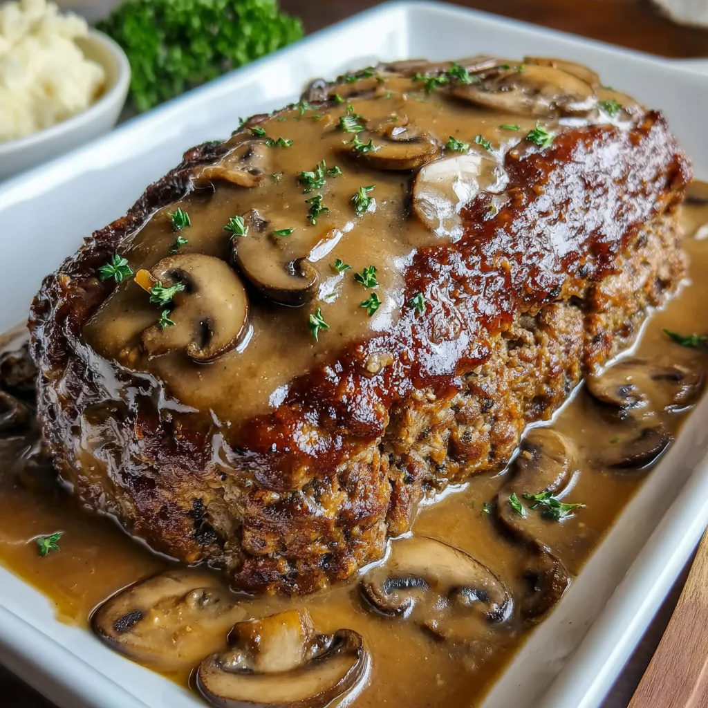 Hearty Meatloaf with Creamy Mushroom Gravy | Comfort Food Classic