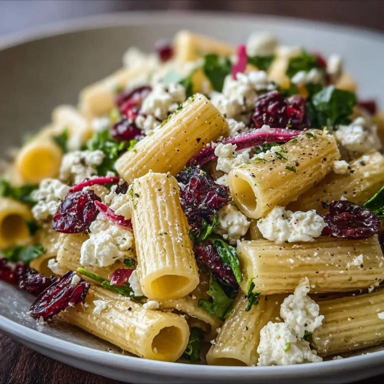 Feta & Cranberry Rigatoni Salad with Lemon Vinaigrette | Bright, Tangy & Perfectly Balanced!
