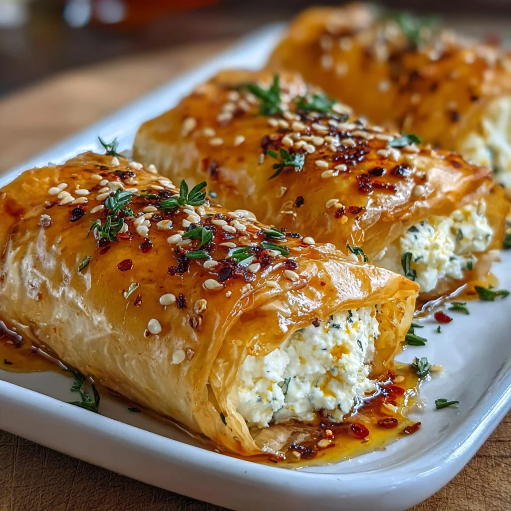 Oven Baked Feta Rolls with Chili Honey | Crispy, Creamy & Sweet-Heat Goodness!