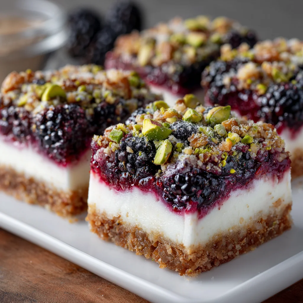 Blackberry Pistachio Dream Bars