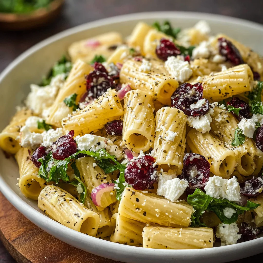 Feta & Cranberry Rigatoni Salad with Lemon Vinaigrette | Bright, Tangy & Perfectly Balanced!
