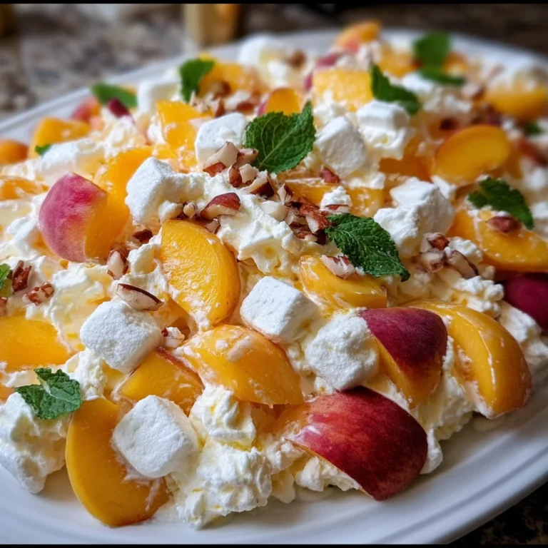 Millionaire Peach Salad – A Lush, Creamy Dessert You’ll Crave!