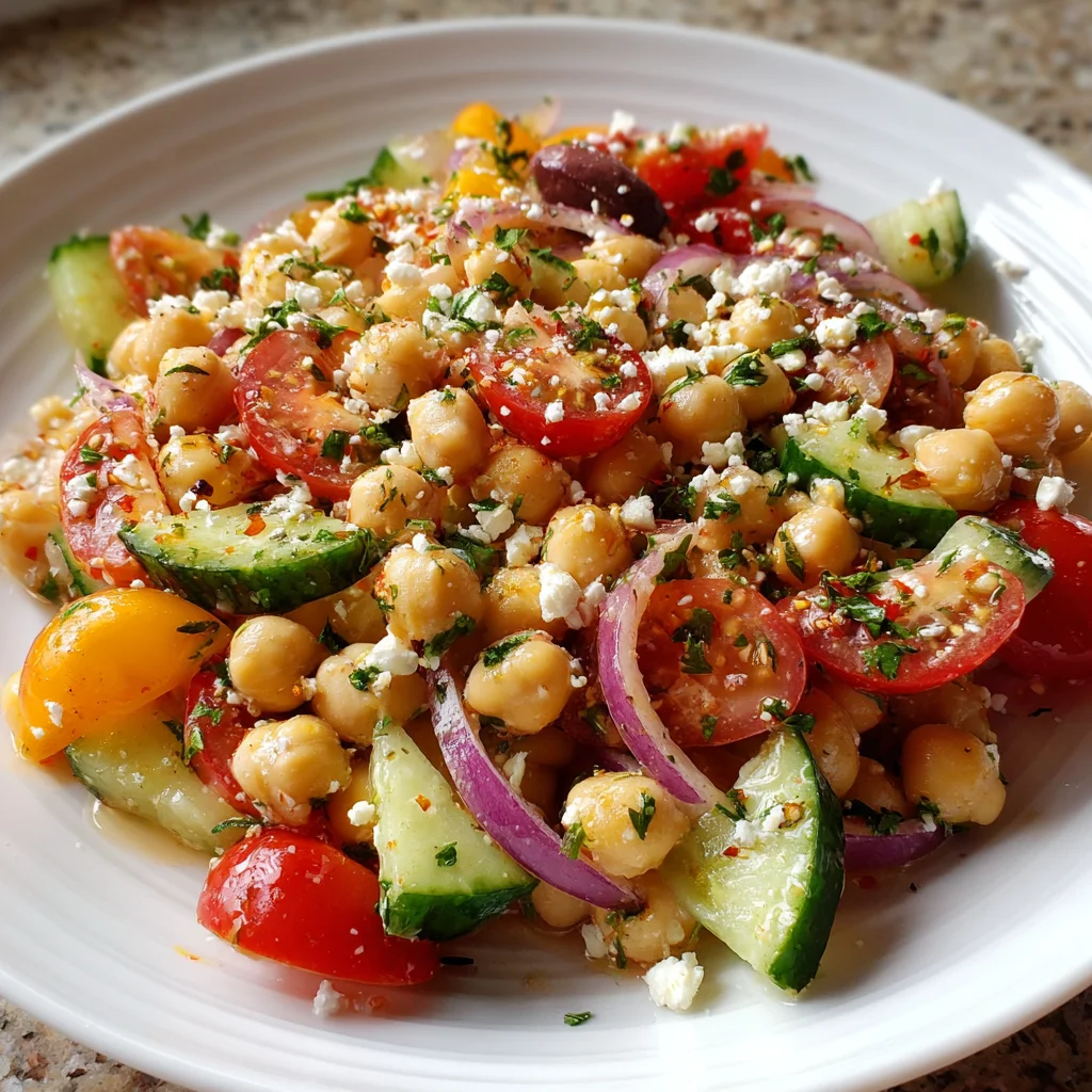 Greek Garbanzo Bean Salad | Fresh, Zesty & Protein-Packed!
