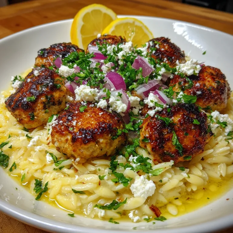 Greek Chicken Meatballs with Lemon Orzo – Fresh, Zesty & Full of Flavor!