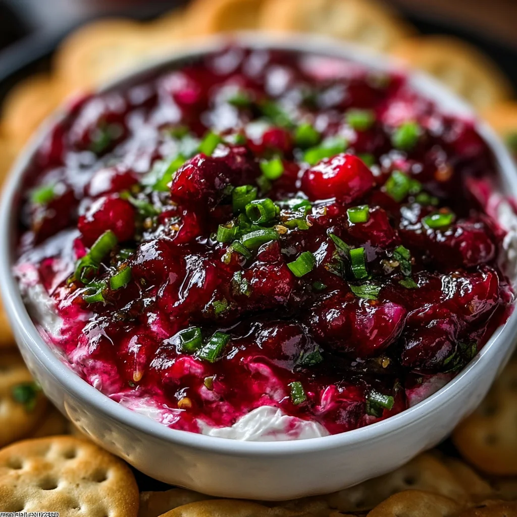 Holiday Cranberry Jalapeño Cream Cheese Dip