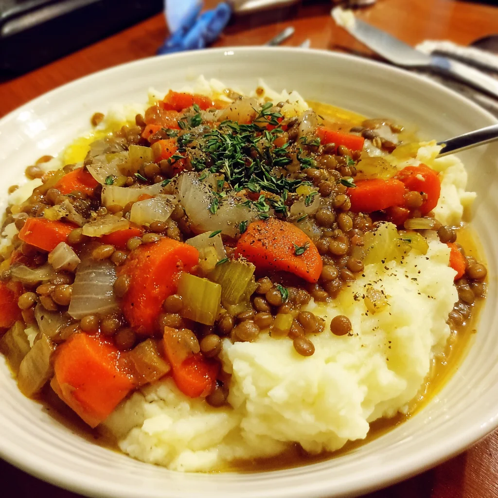Lentil Stew Over Mashed Potatoes – Cozy, Comforting & Wholesome!