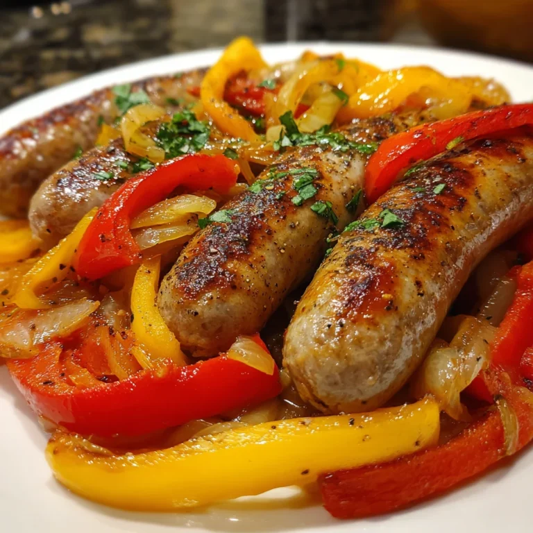 Slow Cooker Sausages with Peppers and Onions – Set It & Forget It!