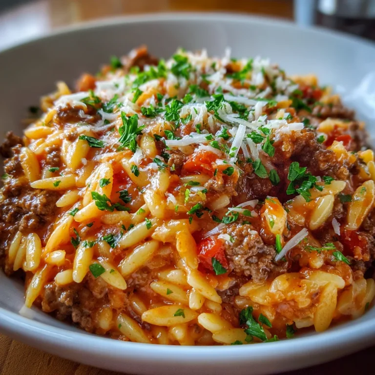 Ground Beef Orzo in Tomato Cream Sauce | Cozy, Creamy & One-Pot Easy