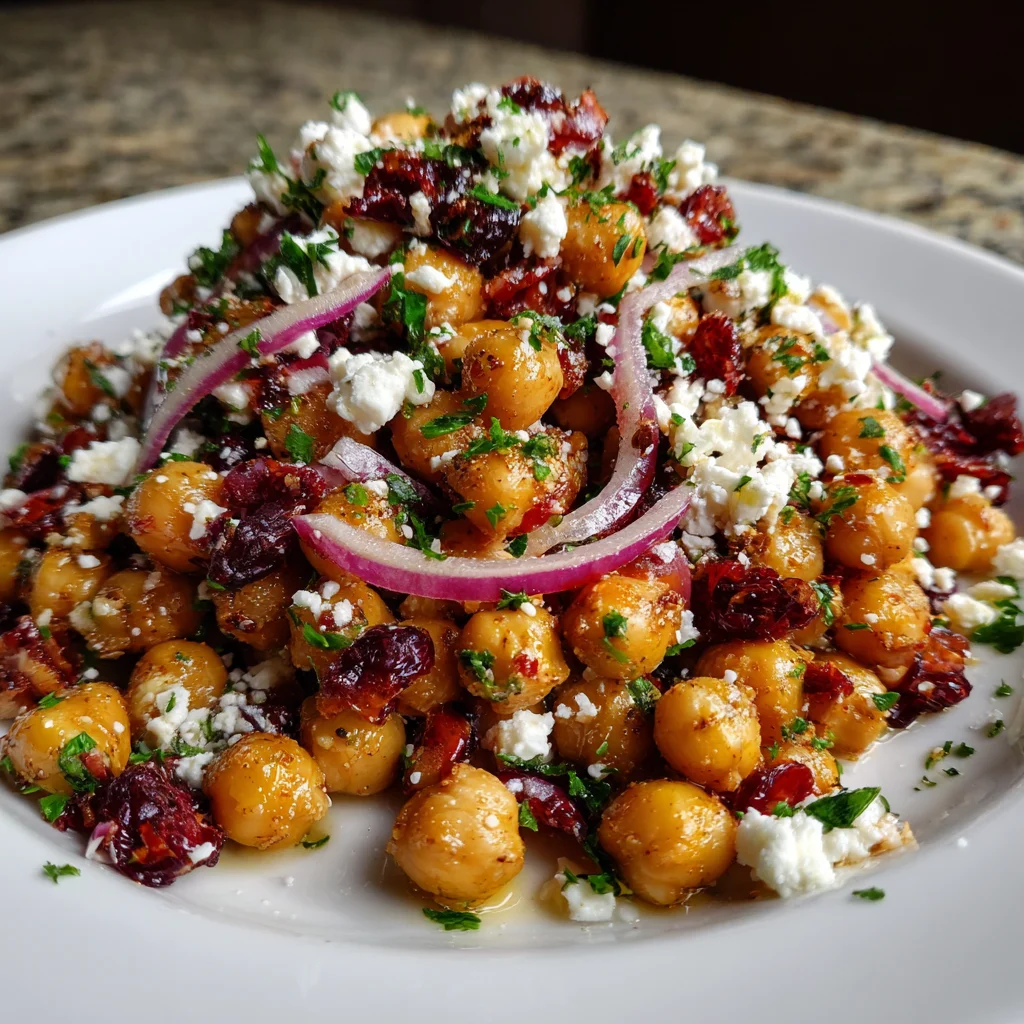 Feta & Cranberry Chickpeas with Lemon Vinaigrette – Bright, Tangy & Packed with Protein!