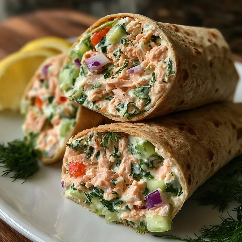 Greek Yogurt Salmon Salad Wraps | Light, Creamy & Perfect for Meal Prep