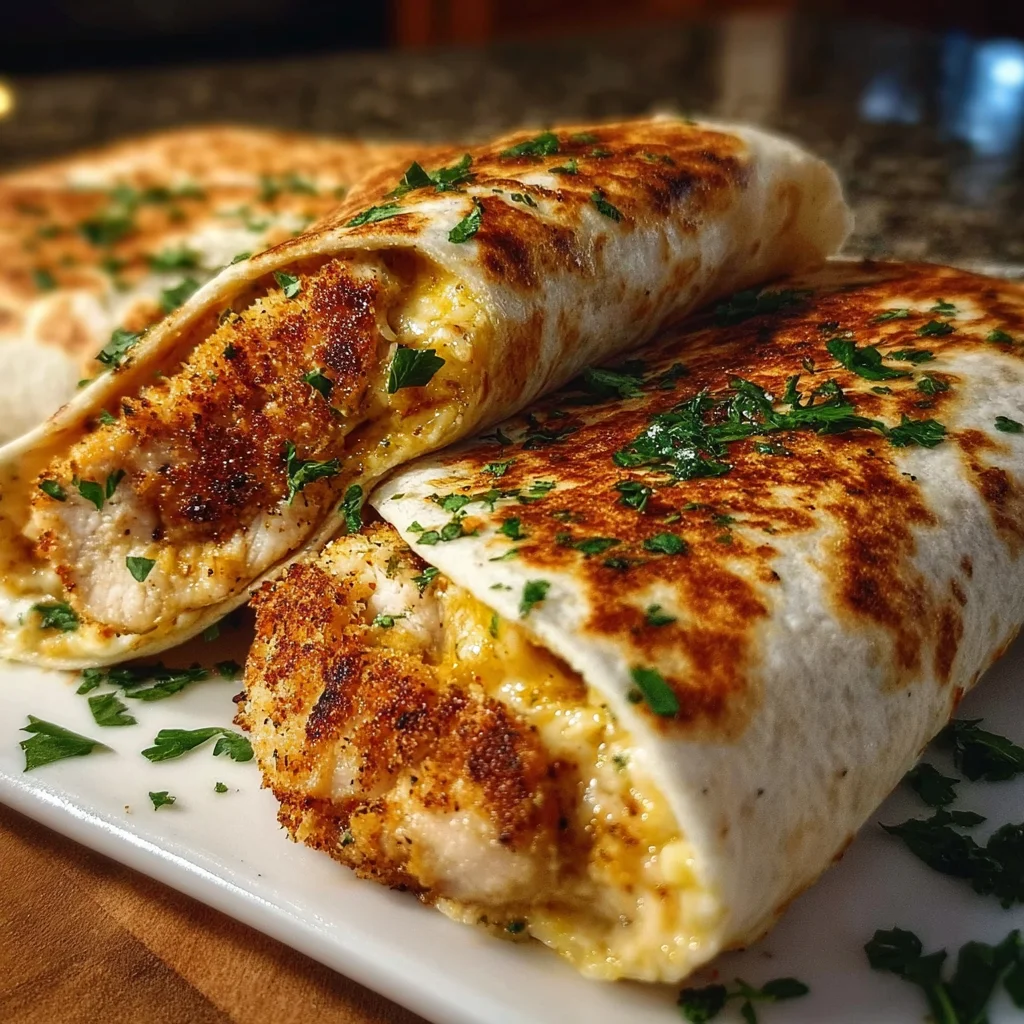 Crispy Parmesan Garlic Chicken Burritos | Cheesy, Crunchy & Flavor-Packed