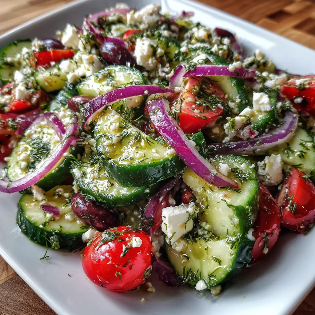 Cucumber Feta Salad with Lemon Greek Dressing – Crisp, Tangy & Refreshing!