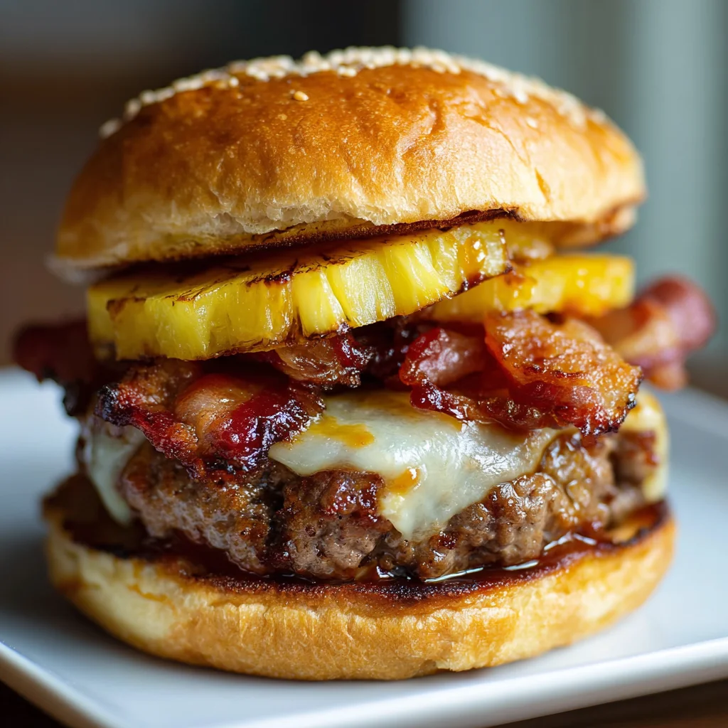 BBQ Bacon Pineapple Burger – Sweet, Smoky & Juicy!