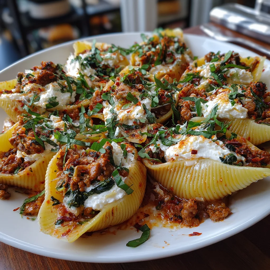 Spicy Unstuffed Shells with Whipped Ricotta – All the Flavor, Half the Work!
