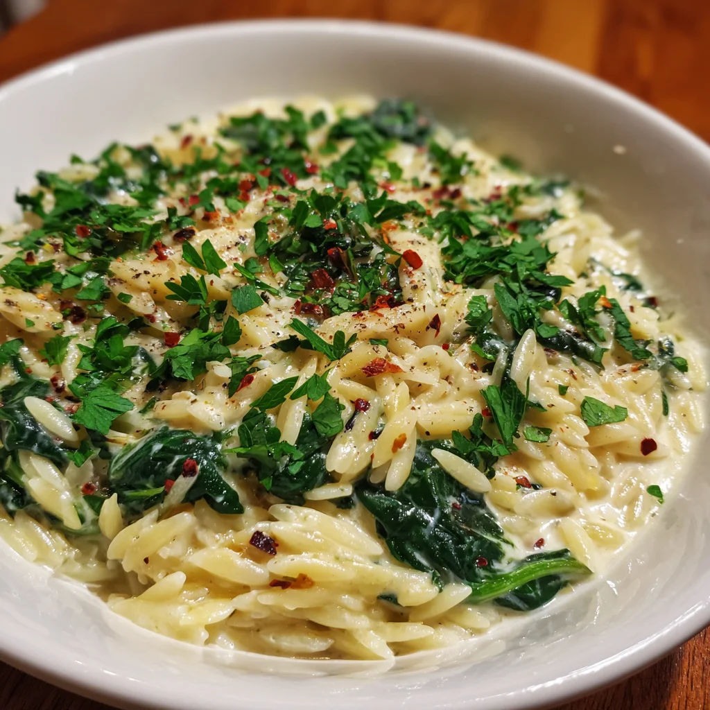 Creamy Spinach and Orzo | One-Pot, Velvety & Packed with Greens