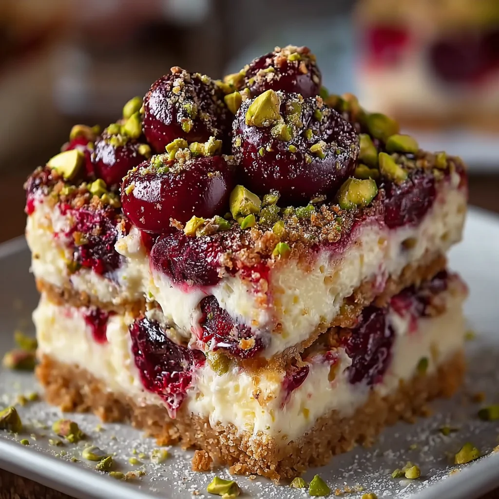 Cherry Pistachio Cheesecake Bars | Creamy, Nutty & Perfectly Tart-Sweet