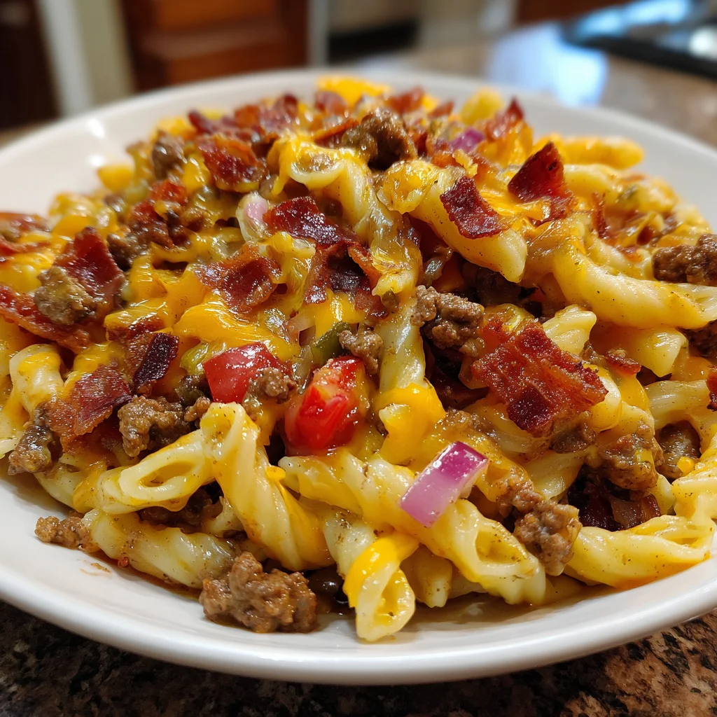 Loaded Bacon Cheeseburger Pasta – All the Comfort, None of the Bun!