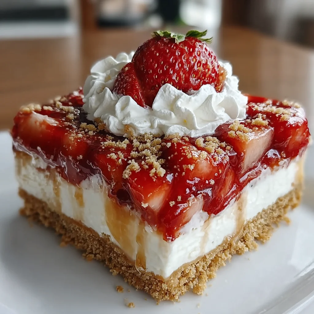 No-Bake Strawberry Crunch Cake – Easy, Cool & Delicious!