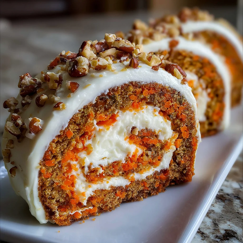 Carrot Cake Roll with Cream Cheese Frosting | Soft, Spiced & Beautifully Swirled