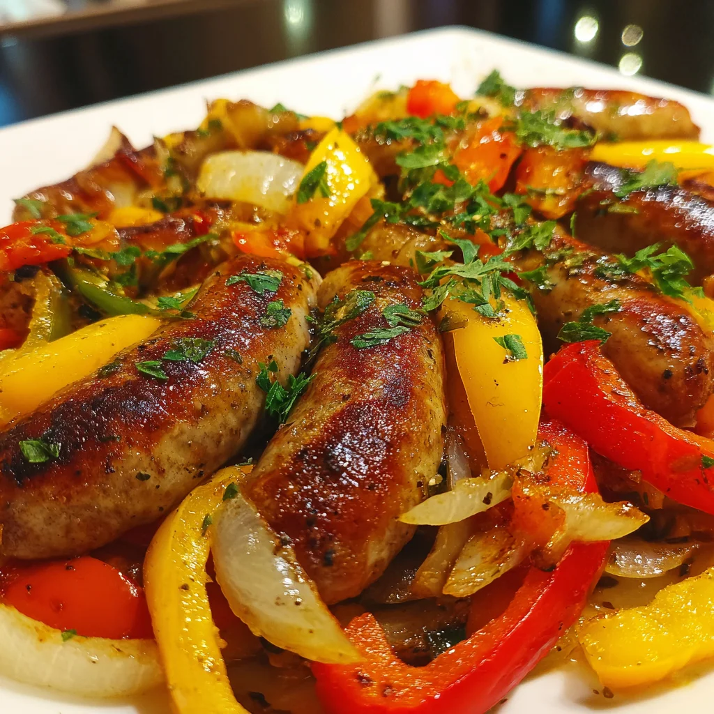 Slow Cooker Sausages with Peppers and Onions – Set It & Forget It!