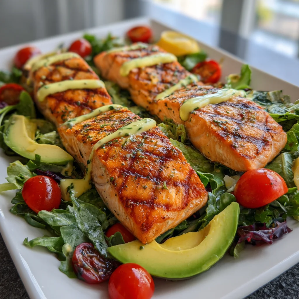 Creamy Grilled Summer Salmon Salad – Light, Fresh & Packed with Protein!