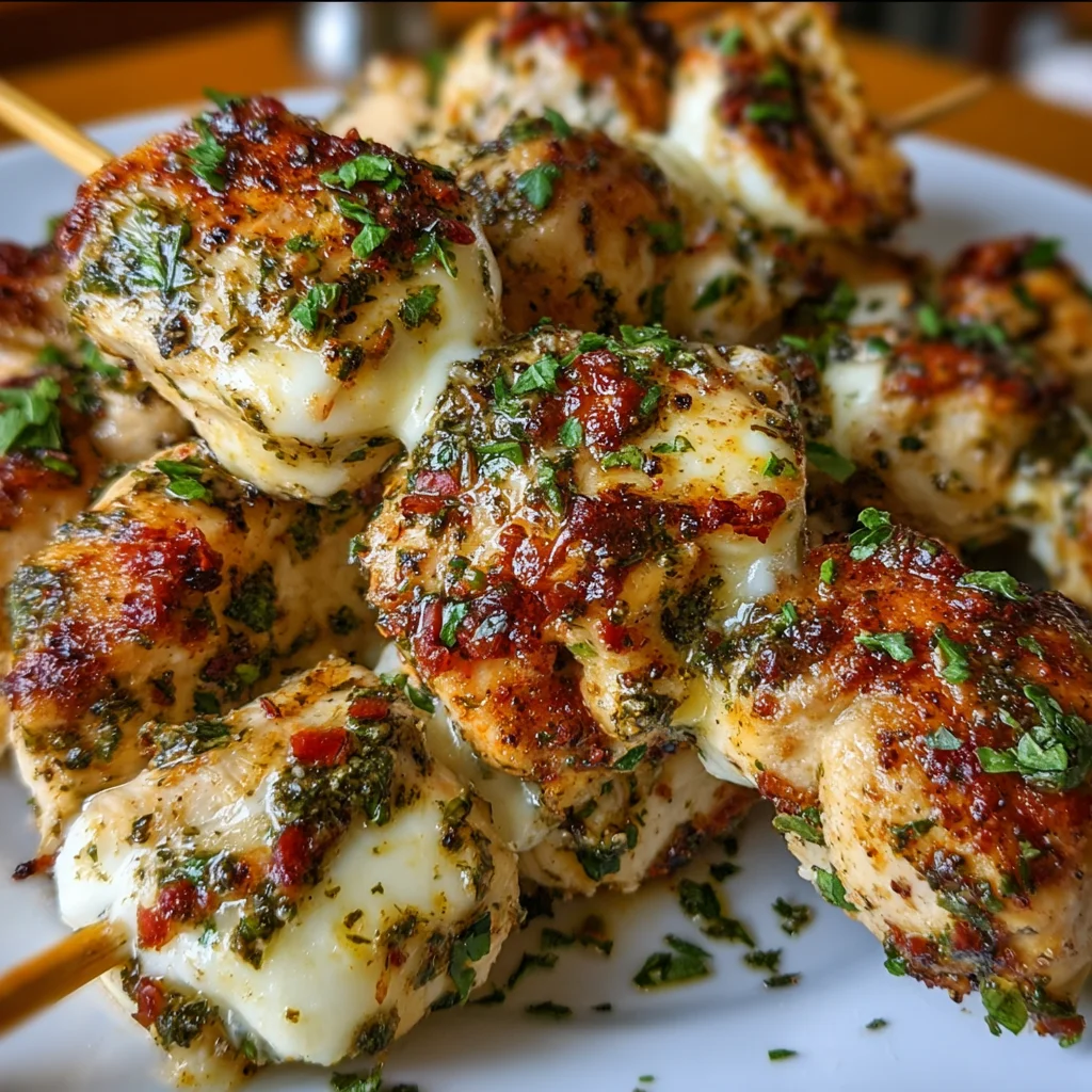 Garlic Mozzarella Chicken Bomb Skewers | Juicy, Cheesy & Packed with Flavor