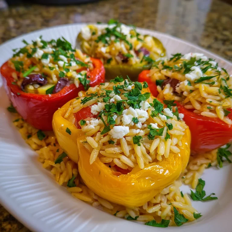 Orzo Stuffed Peppers | Hearty, Cheesy & Mediterranean-Inspired