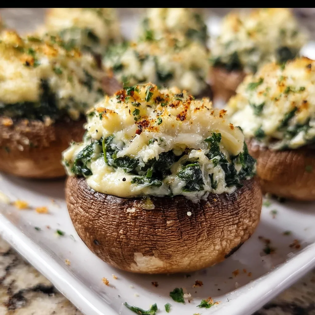Spinach Dip Stuffed Mushrooms | Creamy, Cheesy & Crowd-Pleasing Bites