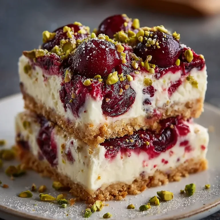 Cherry Pistachio Cheesecake Bars | Creamy, Nutty & Perfectly Tart-Sweet
