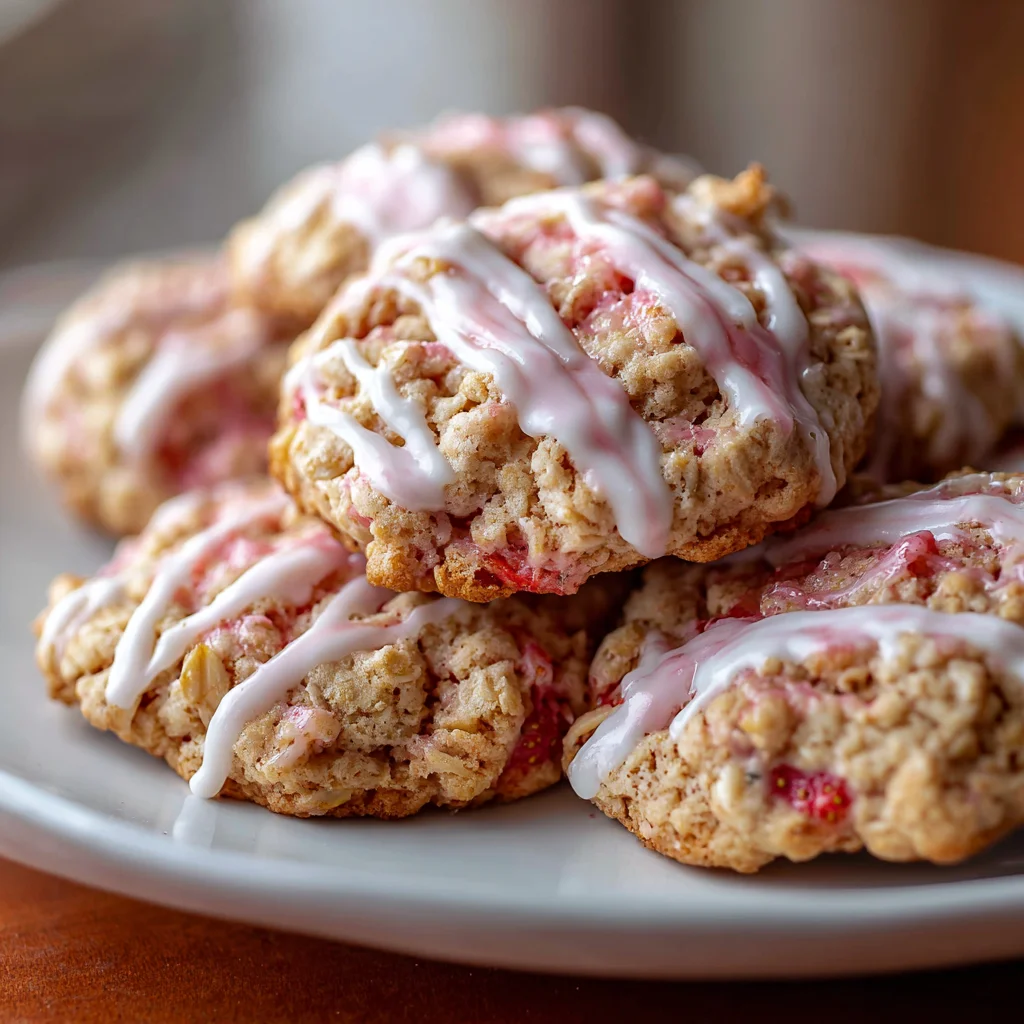 Strawberry Iced Oatmeal Cookies – Soft, Chewy & Bursting with Berry Sweetness!
