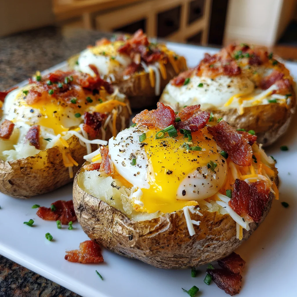 Baked Potatoes with Egg & Bacon – A Hearty, All-in-One Breakfast!