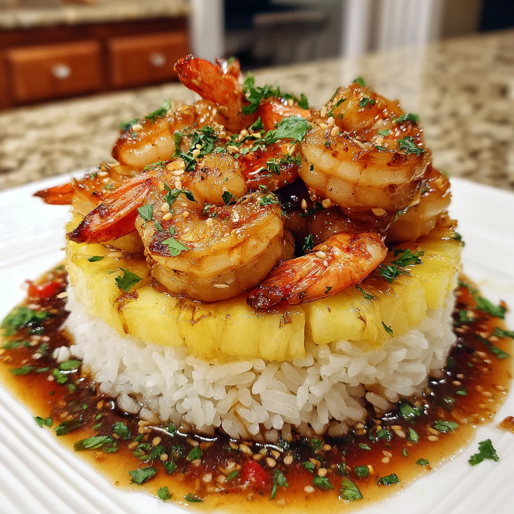 Teriyaki Shrimp Pineapple Rice Stack – Tropical, Savory & Instagram-Worthy!