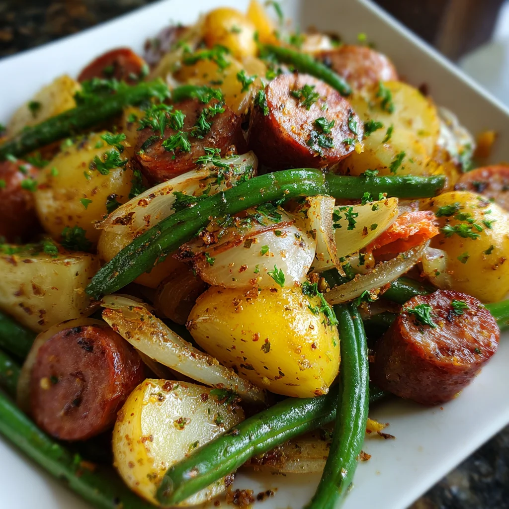One-Pan Sausage, Green Beans & Potatoes – The Easiest Weeknight Dinner!