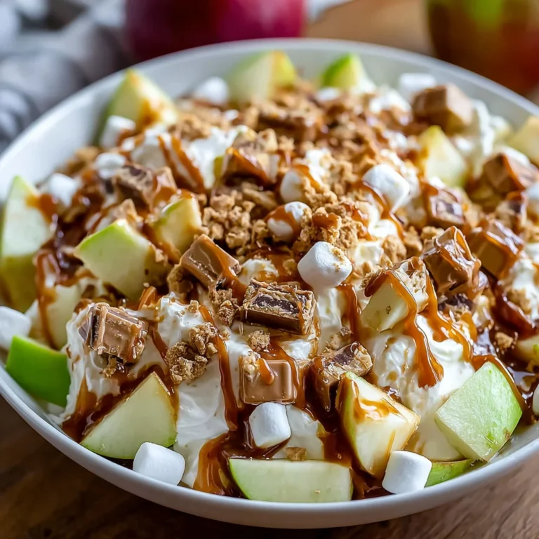 Snickers Caramel Apple Salad – Sweet, Creamy & Loaded with Crunch!