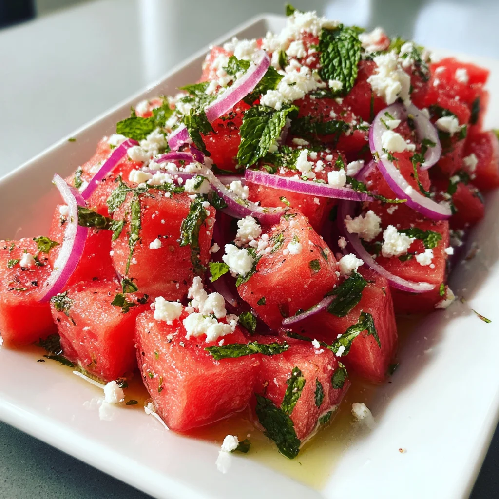 Watermelon Feta Mint Salad – Sweet, Salty & So Refreshing!